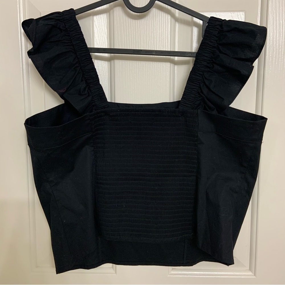 Torrid Lovesick Black Crop Top Ruffle Straps Elastic Back 0X New - Picture 2 of 6